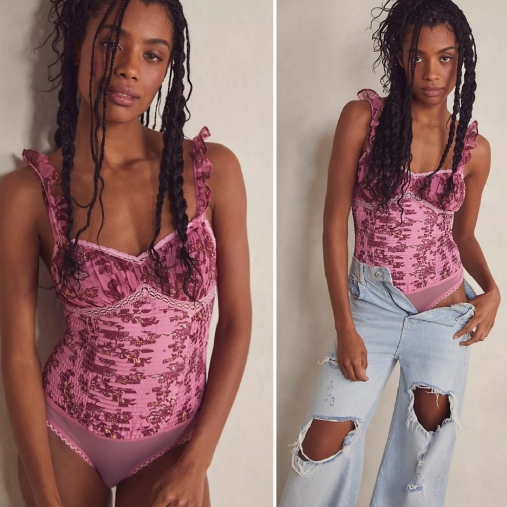 New Free People Weekend Plans Floral Bodysuit